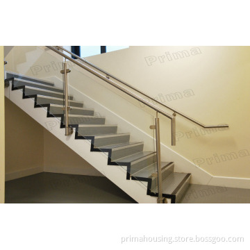 Granite Staircase Stainless Steel Balustrade Steel Glass Railing